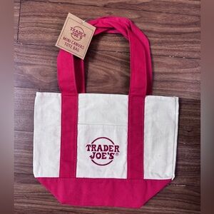 Trader Joe’s Mini Canvas Tote Bag Red